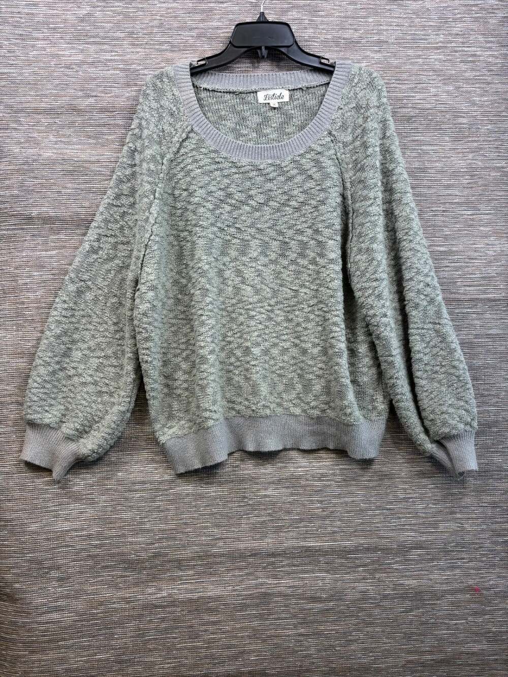 Listicle Chunky Knit Sweater Womens Size L Olive Gray Long Sleeve Oversized